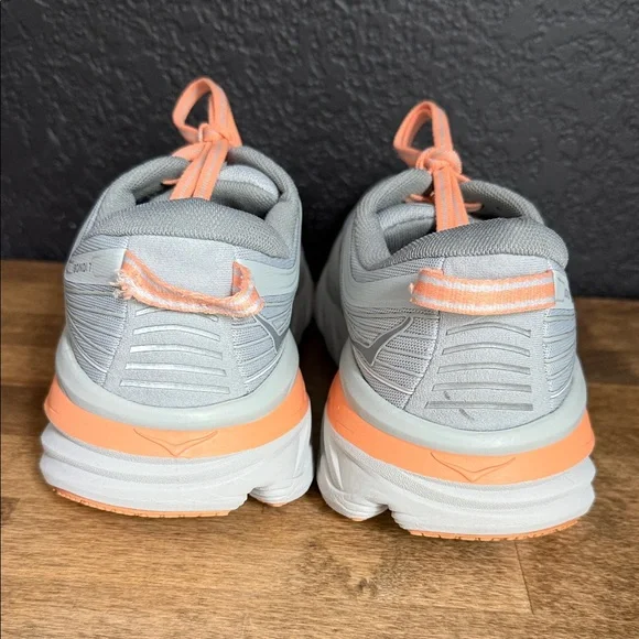 Hoka Bondi 7 Men’s Running Shoes - Light Gray with Orange Accents Size 9 - Picture 4 of 5
